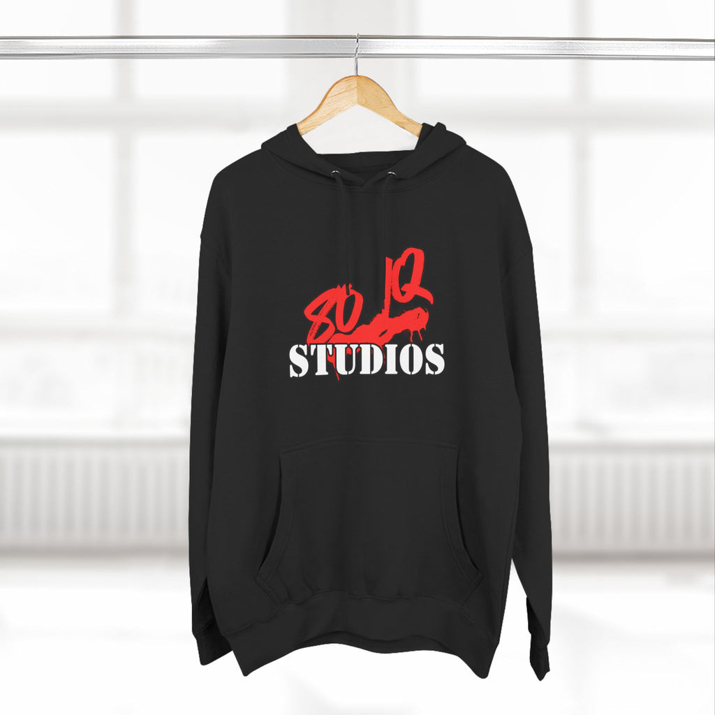 80-IQ Studios Red Script Logo Fleece Hoodie